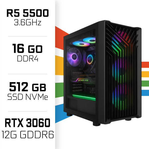 PC Gamer UltraPC Ryzen 5 5500 /16GB/512GB SSD/RTX3060 12GB PC Gamer Standard UltraPC, Ultra Pc Gamer Maroc