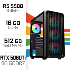 PC Gamer Ryzen 5 5500/16GB/512GB SSD/RTX5060Ti 8GB PC Gamer Standard UltraPC, Ultra Pc Gamer Maroc