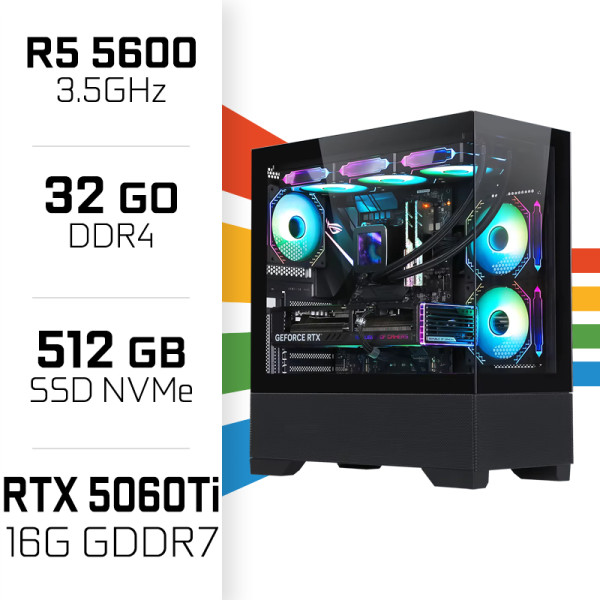 PC Gamer Ryzen 5 5600/32GB/512GB SSD/RTX5060Ti 16GB POWERED BY MSI UltraPC, Ultra Pc Gamer Maroc