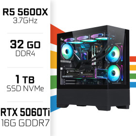 PC Gamer Ryzen 5 5600X/32GB/1TB SSD/RTX5060Ti 16GB PC Gamer Avancé UltraPC, Ultra Pc Gamer Maroc