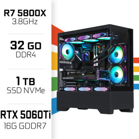 PC Gamer UltraPC Ryzen 7 5800X/1TB SSD/32GB/RTX5060 Ti 16G PC Gamer Avancé UltraPC, Ultra Pc Gamer Maroc