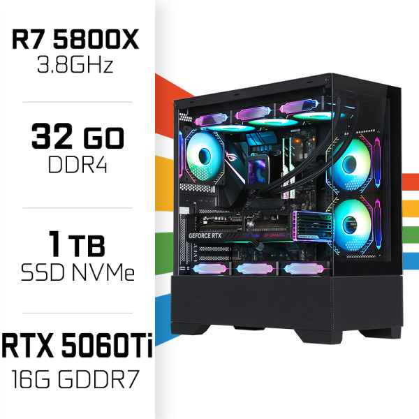 PC Gamer UltraPC Ryzen 7 5800X/1TB SSD/32GB/RTX5060 Ti 16G PC Gamer Avancé UltraPC, Ultra Pc Gamer Maroc