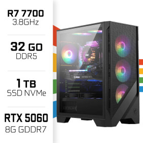 PC Gamer R7 7700/1TB SSD/32GB DDR5/RTX5060 PC Gamer Avancé UltraPC, Ultra Pc Gamer Maroc