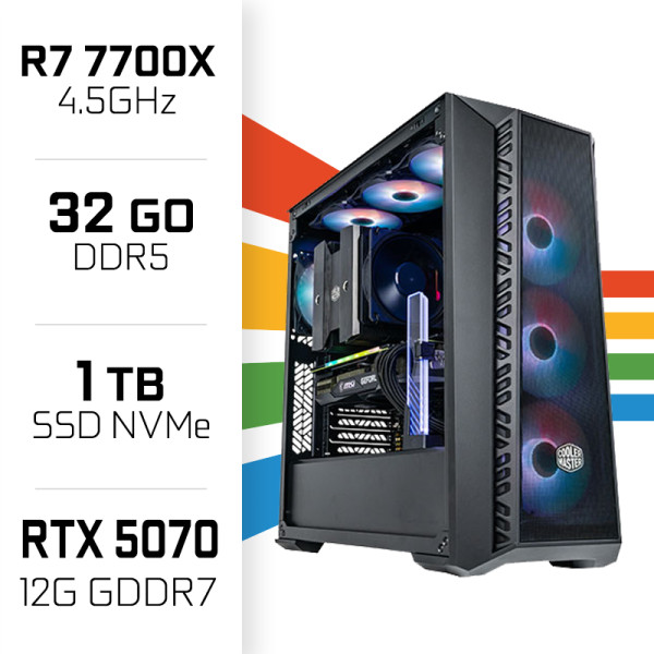 PC Gamer UltraPC Ryzen 7 7700X/1TB SSD/32GB DDR5/RTX5070 PC Gamer Avancé UltraPC, Ultra Pc Gamer Maroc