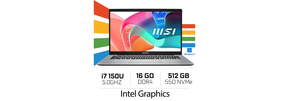 Intel Core 150 MSI Modern 14 F1MG-479MA / Intel Core 7 150U / 2x8GB DDR4 / 512GB N...