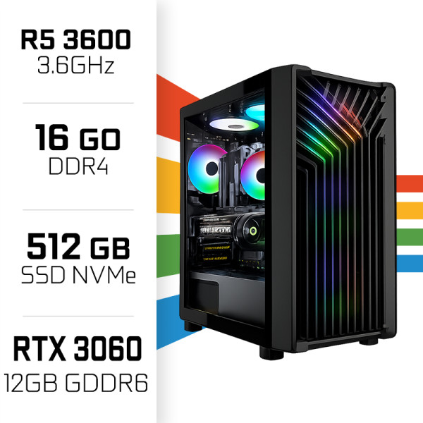 PC Gamer UltraPC Ryzen 5 3600/16GB/512GB SSD/RTX3060 12GB AMD Ryzen 5 UltraPC, Ultra Pc Gamer Maroc