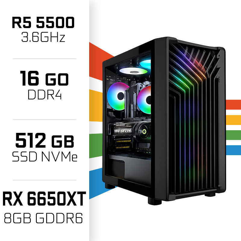 ゲーミングデスクトップPC Ryzen5 4500 RX6650XT ゲーミングPC Ryzen5 5500 / RX6650XT / メモリ16GB / SSD480GB