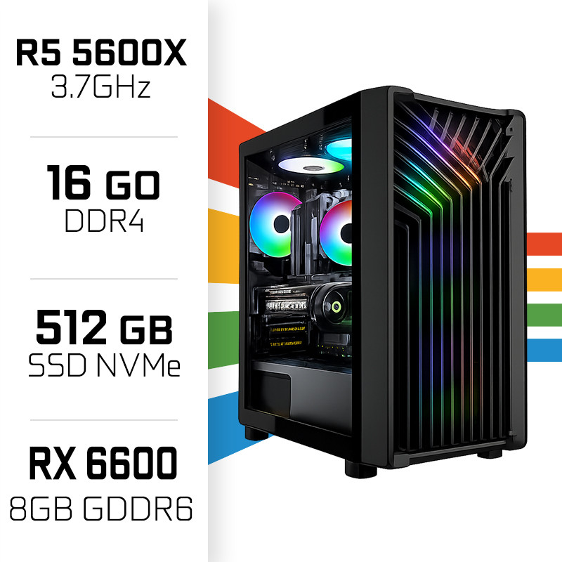 PC Gamer UltraPC Ryzen 5 5600X/16GB/512GB SSD/RX6600 8GB AMD Ryzen
