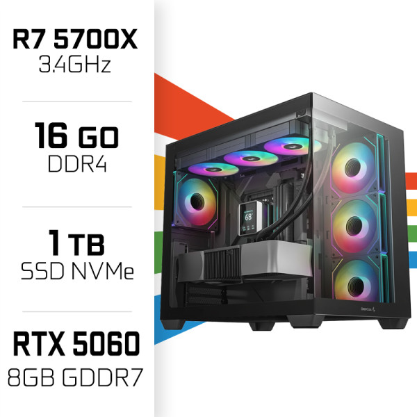 PC Gamer Ultrapc Ryzen 7 5700X/16GB/1TB SSD/RTX5060 AMD Ryzen 7 UltraPC, Ultra Pc Gamer Maroc