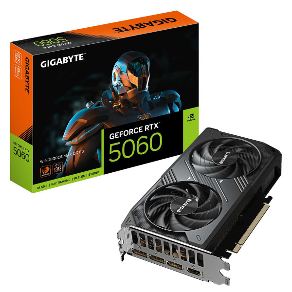 Gigabyte GeForce RTX 5060 WINDFORCE MAX OC 8G Cartes graphiques Gigabyte, Ultra Pc Gamer Maroc