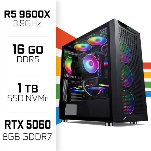 PC Gamer UltraPC Ryzen 5 9600X/16GB DDR5/1TB SSD/RTX5060 AMD Ryzen 5 UltraPC, Ultra Pc Gamer Maroc