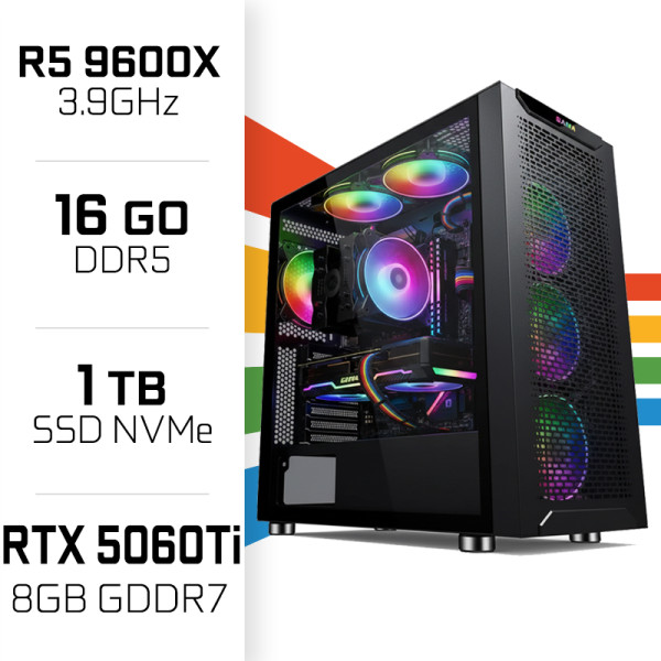 PC Gamer UltraPC Ryzen 5 9600X/16GB DDR5/1TB SSD/RTX5060TI 8GB AMD Ryzen 5 UltraPC, Ultra Pc Gamer Maroc