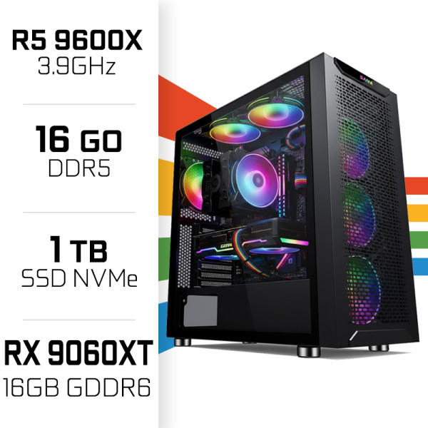 PC Gamer UltraPC Ryzen 5 9600X/16GB DDR5/1TB SSD/RX9060XT 16GB AMD Ryzen 5 UltraPC, Ultra Pc Gamer Maroc