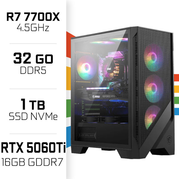PC Gamer UltraPC Ryzen 7 7700X/1TB SSD/32GB DDR5/RTX5060Ti 16G AMD Ryzen 7 UltraPC, Ultra Pc Gamer Maroc