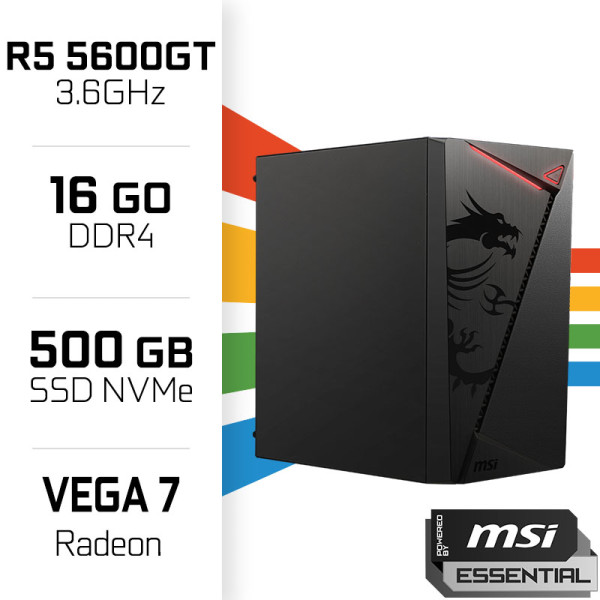 PC Gamer POWERED BY MSI Ryzen 5 5600GT/500GB SSD/16GB/Radeon Vega7 POWERED BY MSI UltraPC, Ultra Pc Gamer Maroc