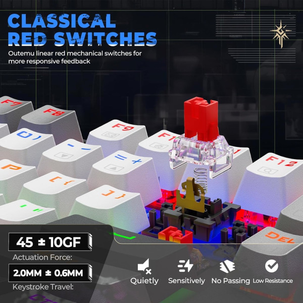 Redragon Kumara K552WGL TKL RGB (Outemu Red Switches) Claviers Redragon, Ultra Pc Gamer Maroc