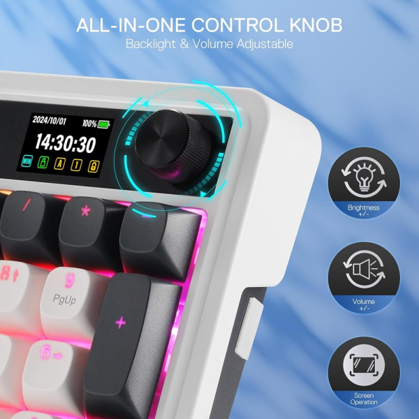 Redragon Galatin PRO K719 Wireless (Glacier Azure) Claviers Redragon, Ultra Pc Gamer Maroc