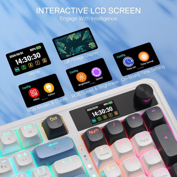 Redragon Galatin PRO K719 Wireless (Glacier Azure) Claviers Redragon, Ultra Pc Gamer Maroc