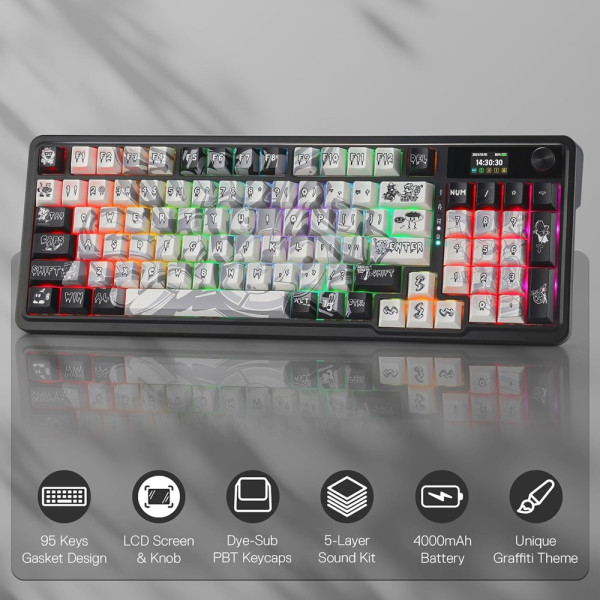 Redragon Galatin PRO K719 Wireless (Street Graffiti) Claviers Redragon, Ultra Pc Gamer Maroc