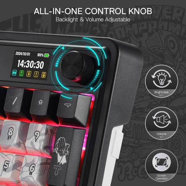 Redragon Galatin PRO K719 Wireless (Street Graffiti) Claviers Redragon, Ultra Pc Gamer Maroc