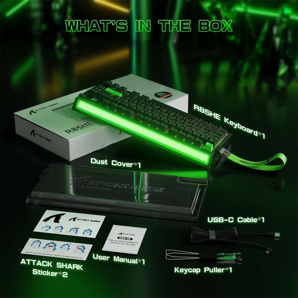 ATTACK SHARK R85 HE Rapid Trigger Magnetic Switch (Fluorescent Green) Claviers ATTACK SHARK, Ultra Pc Gamer Maroc