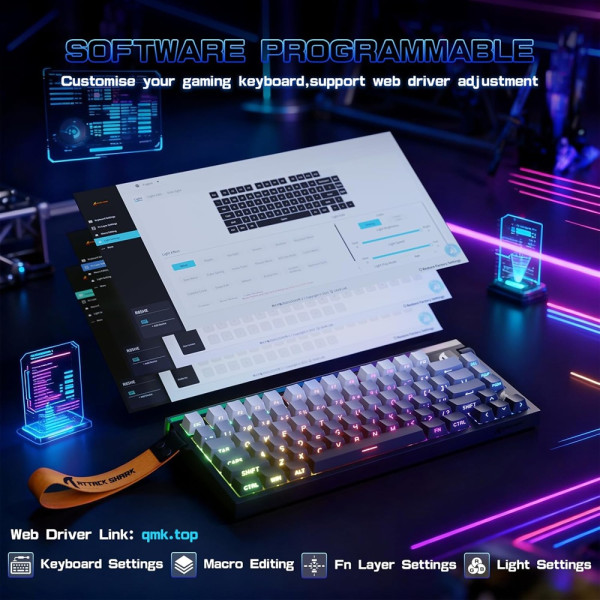 ATTACK SHARK R85 HE Rapid Trigger Magnetic Switch (Moonlit Night) Claviers ATTACK SHARK, Ultra Pc Gamer Maroc