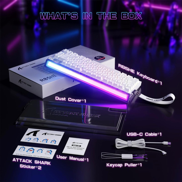 ATTACK SHARK R85 HE Rapid Trigger Magnetic Switch (White Contours) Claviers ATTACK SHARK, Ultra Pc Gamer Maroc