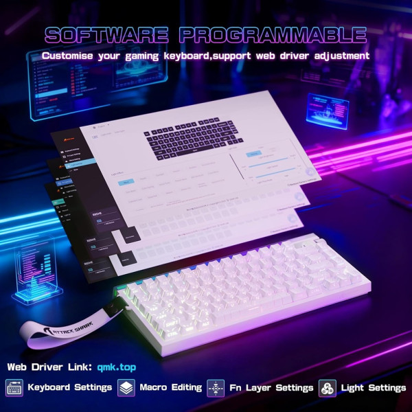 ATTACK SHARK R85 HE Rapid Trigger Magnetic Switch (White Contours) Claviers ATTACK SHARK, Ultra Pc Gamer Maroc