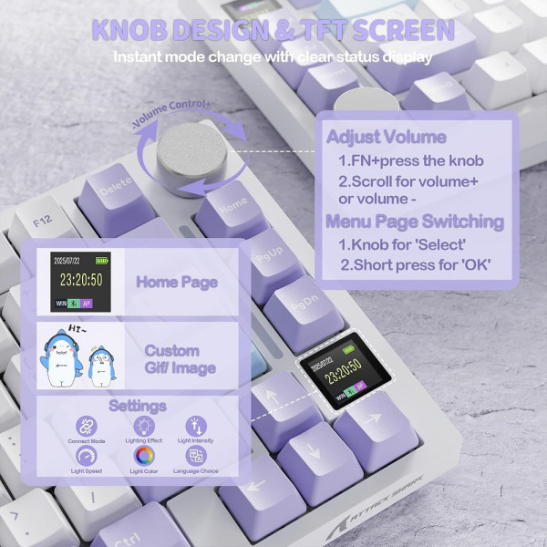 ATTACK SHARK X820 Ultra Shark Switch (Lavender) Claviers ATTACK SHARK, Ultra Pc Gamer Maroc