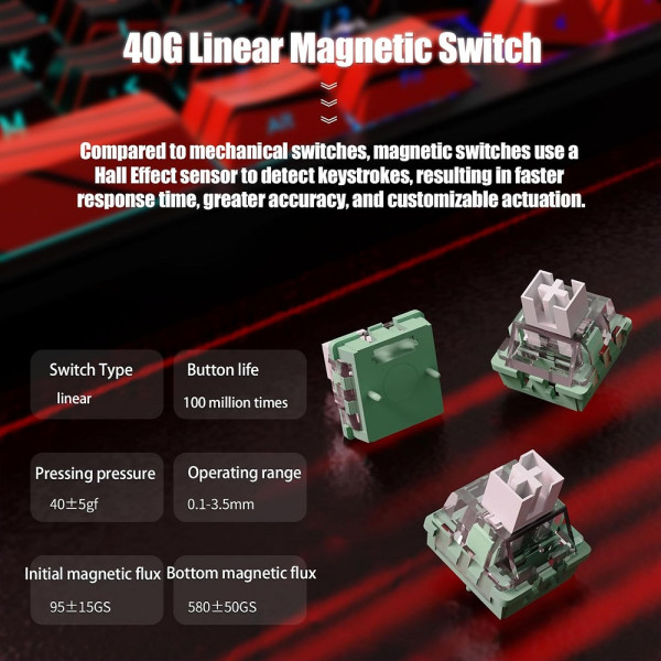 ATTACK SHARK X65 PRO HE Wireless Rapid Trigger Magnetic Switch (Red Contours) Claviers Powercolor, Ultra Pc Gamer Maroc