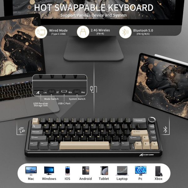 ATTACK SHARK X66 Blueberry Switch (Star Black) Claviers ATTACK SHARK, Ultra Pc Gamer Maroc