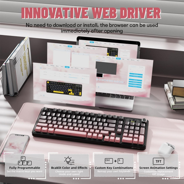 ATTACK SHARK X98 PRO Wireless Blueberry Switch (Blackberry) Claviers ATTACK SHARK, Ultra Pc Gamer Maroc