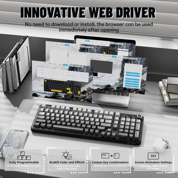 ATTACK SHARK X98 PRO Wireless Blueberry Switch (Moonlit Night) Claviers ATTACK SHARK, Ultra Pc Gamer Maroc