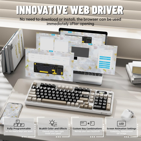 ATTACK SHARK X98 PRO Wireless Blueberry Switch (Cheese White) Claviers ATTACK SHARK, Ultra Pc Gamer Maroc