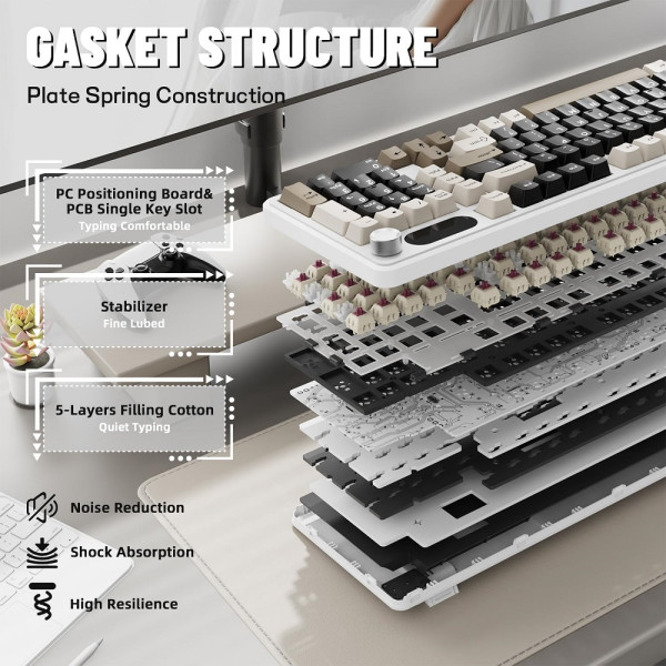 ATTACK SHARK X98 PRO Wireless Blueberry Switch (Cheese White) Claviers ATTACK SHARK, Ultra Pc Gamer Maroc