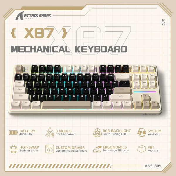 ATTACK SHARK X87 Strawberry Switch (Cheese White) Claviers ATTACK SHARK, Ultra Pc Gamer Maroc