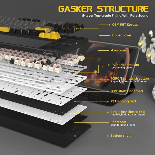 ATTACK SHARK X87 Strawberry Switch (Star Black) Claviers ATTACK SHARK, Ultra Pc Gamer Maroc