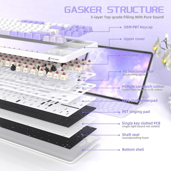 ATTACK SHARK X87 Strawberry Switch (Twilight) Claviers ATTACK SHARK, Ultra Pc Gamer Maroc