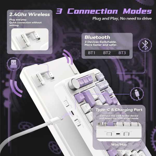 ATTACK SHARK X85 PRO Strawberry Switch (Lavender) Claviers ATTACK SHARK, Ultra Pc Gamer Maroc