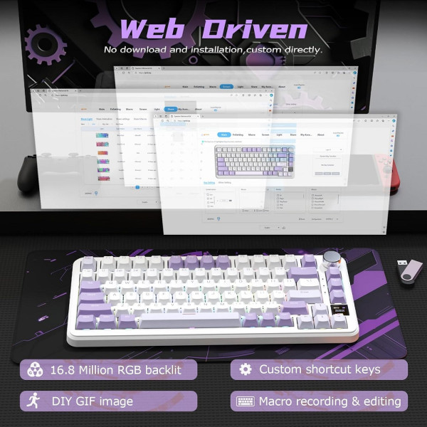 ATTACK SHARK X85 PRO Strawberry Switch (Lavender) Claviers ATTACK SHARK, Ultra Pc Gamer Maroc