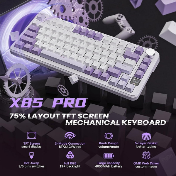 ATTACK SHARK X85 PRO Strawberry Switch (Lavender) Claviers ATTACK SHARK, Ultra Pc Gamer Maroc