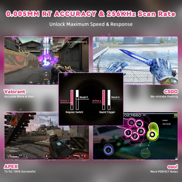 ATTACK SHARK R82 HE Rapid Trigger Magnetic Switch (Pink Contours) Claviers ATTACK SHARK, Ultra Pc Gamer Maroc