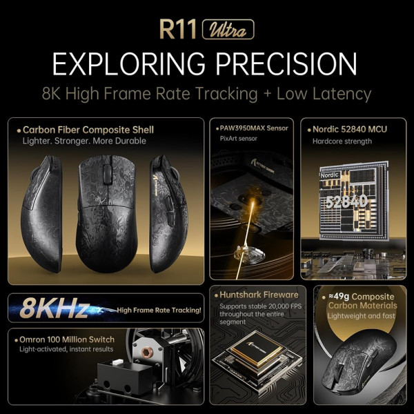 ATTACK SHARK R11 ULTRA (Weave Black) Souris ATTACK SHARK, Ultra Pc Gamer Maroc