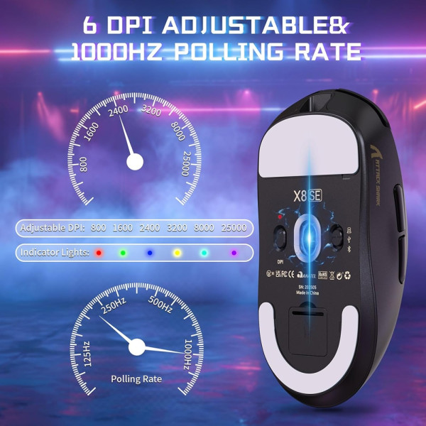 ATTACK SHARK X8SE (Black) Souris ATTACK SHARK, Ultra Pc Gamer Maroc