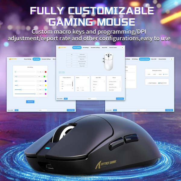 ATTACK SHARK X8SE (Black) Souris ATTACK SHARK, Ultra Pc Gamer Maroc