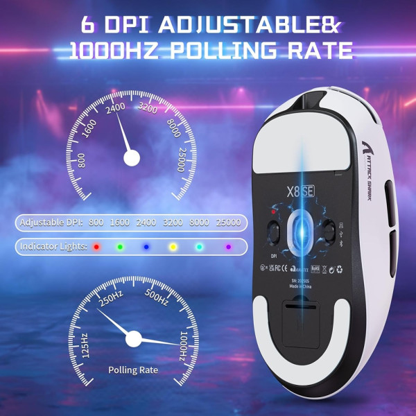 ATTACK SHARK X8SE (White) Souris ATTACK SHARK, Ultra Pc Gamer Maroc