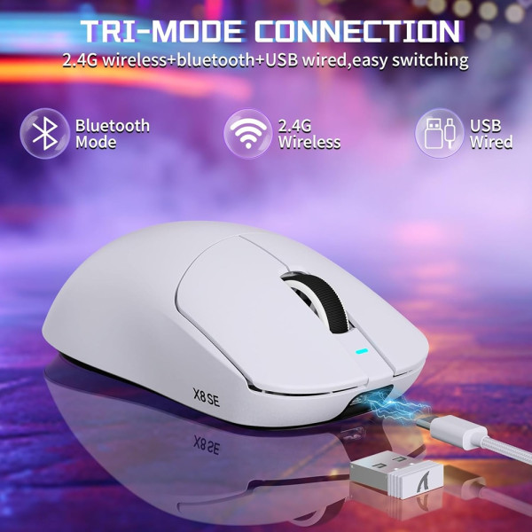 ATTACK SHARK X8SE (White) Souris ATTACK SHARK, Ultra Pc Gamer Maroc