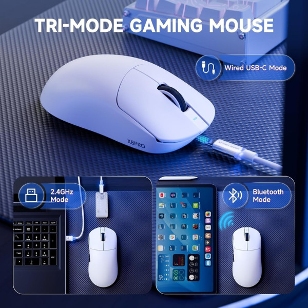 ATTACK SHARK X8PRO (White) Souris ATTACK SHARK, Ultra Pc Gamer Maroc