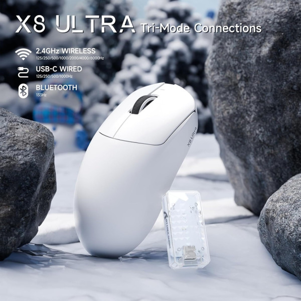 ATTACK SHARK X8ULTRA (White) Souris ATTACK SHARK, Ultra Pc Gamer Maroc