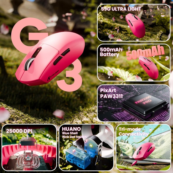 ATTACK SHARK G3 (Berry Red) Souris ATTACK SHARK, Ultra Pc Gamer Maroc